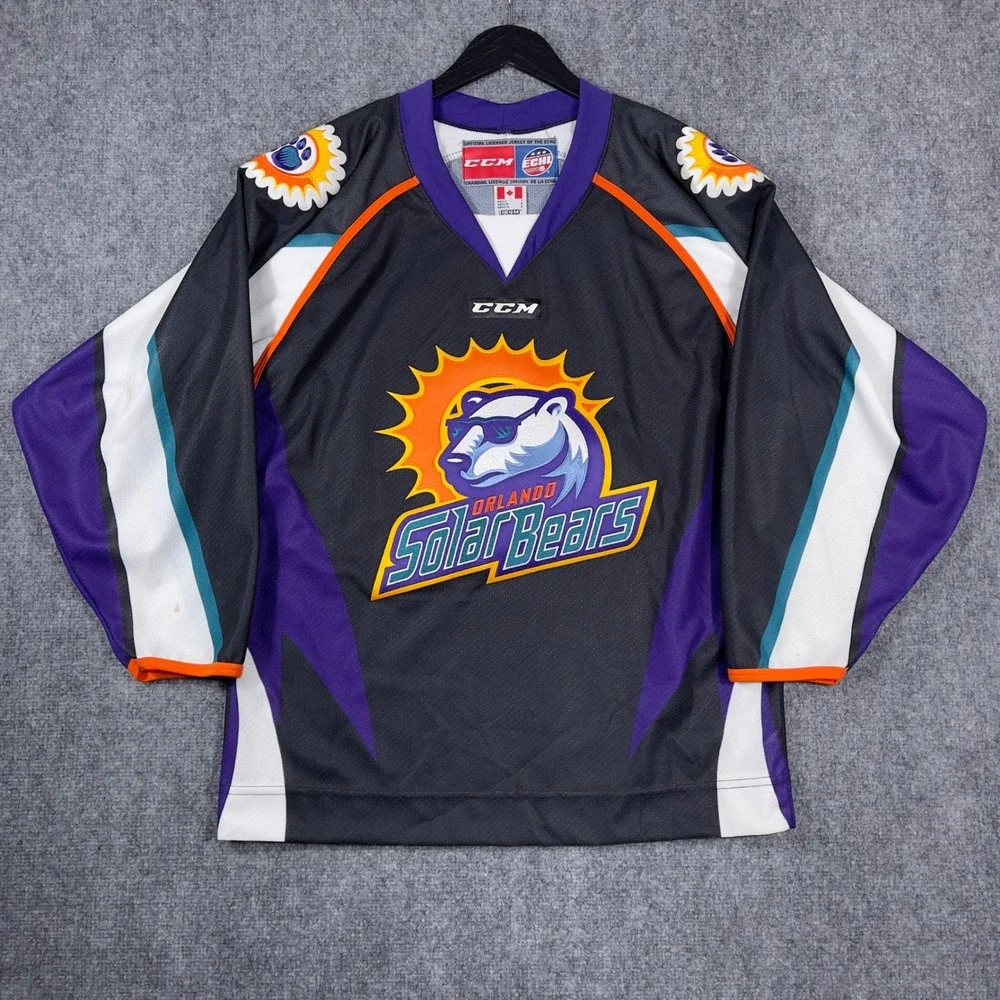 Orlando Solar Bears CCM Hockey Jersey Adult Small Black Purple ECHL Canada